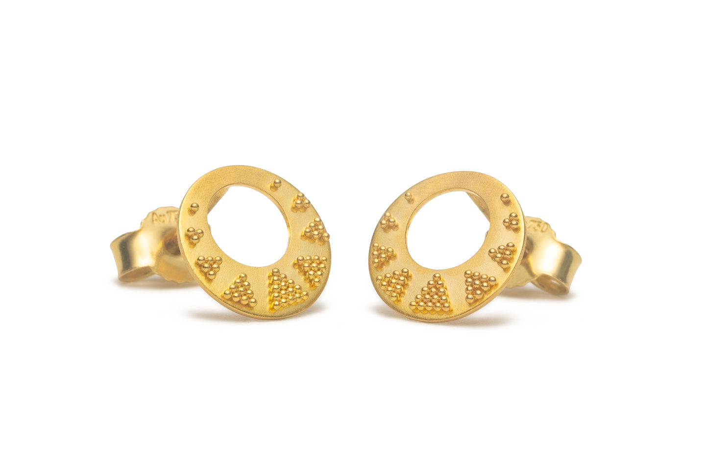 Granulierte Ohrstecker | 900 Gelbgold