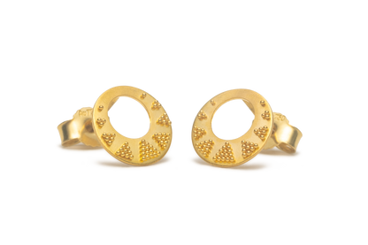 Granulierte Ohrstecker | 900 Gelbgold