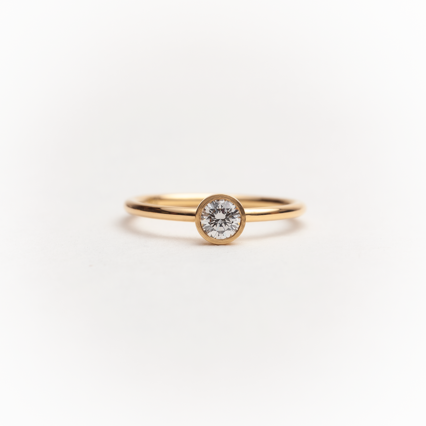 Brillantring 0,25 ct. in Zargenfassung und GIA Gutachten | 750 Gelbgold