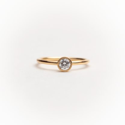 Brillantring 0,25 ct. in Zargenfassung und GIA Gutachten | 750 Gelbgold