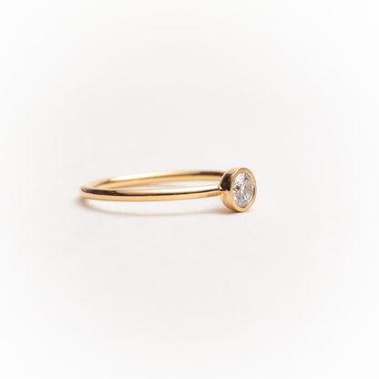 Brillantring 0,25 ct. in Zargenfassung und GIA Gutachten | 750 Gelbgold